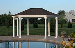 Octagon pavilion with Roman columns.